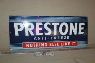 Rare Prestone Anti - Freeze Auto Garage Dealer Porcelain Metal Sign Gas Oil Farm