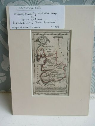 Lancashire Miniature Engraved Map By John Gibson 1758 - Atlas Minimus