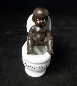 Black Americana Male Child On Toilet Vintage Figurine You - R - Next Japan Ceramic