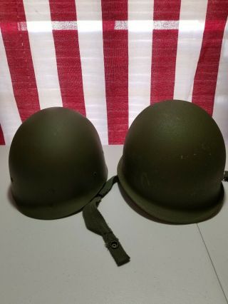 Vintage Vietnam War Era 1972 Steel Helmet With Liner Grounds Troops Type 1