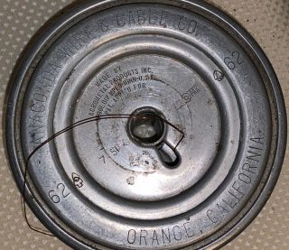 Anaconda Wire & Cable Co.  Vintage Metal Spool w/ Copper Wire 62 Orange,  CA 2