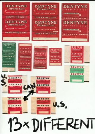 Rare Advertising Adams Dentyne Chewing Gum Wrappers (13x) And Packs (4x)
