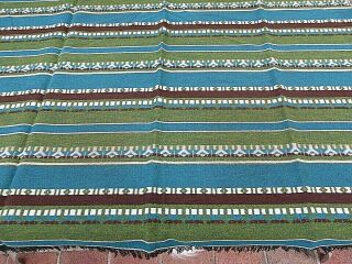 Vintage Persian Hand Woven Wool Throw Blanket Design Brown Teal Green