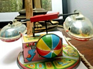Vintage Yonezawa Hard - To - Find Small Tin Litho Wind - Up Space Ride Toy