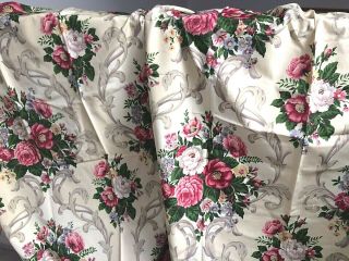 Gorgeous Pair Vintage 1940’s Floral Fabric Shabby Chic Roses Draperies 88”