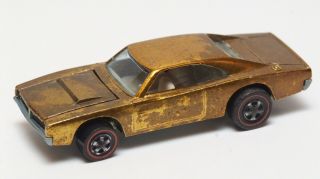 58 Mattel Hot Wheels Redline 1969 Gold Custom Charger - Toned