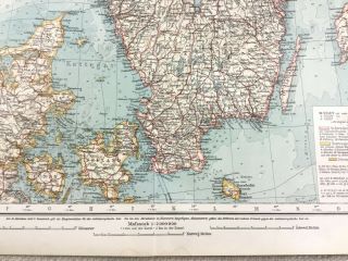 1899 Antique Map of Sweden Norway Scandinavia 19th Century GERMAN 3