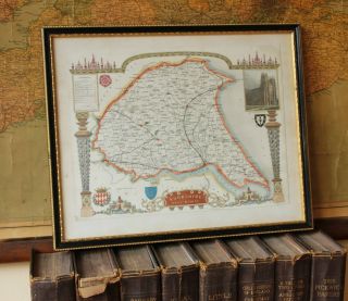 Antique Map Of Yorkshire.  Hull,  Beverley Minster,  East Riding.  Moule C1840