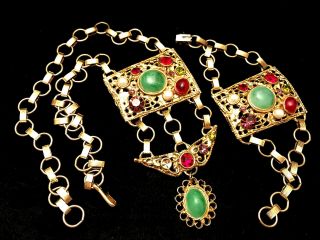 Rare Vintage Signed By Robert Jeweled Necklace & Bracelet Set A33