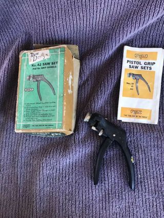 Vintage Stanley Model No.  42,  Pistol Grip Saw Set W/box & Instruction Sheet
