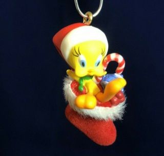 2005 Hallmark " Candy Cane Tweet " Miniature Ornament Tweety Bird Looney Tunes