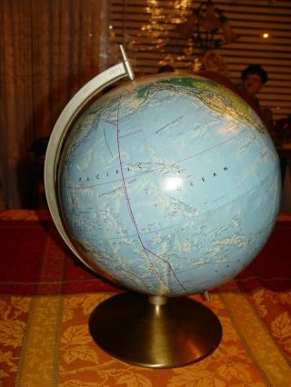 vintage world globe map large high 17 inches round 37 inches stand brass 2