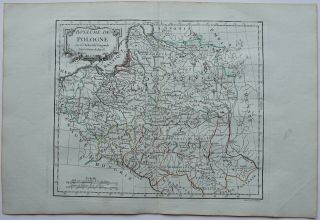 Poland 1786 Antique Map Lithuania Russia Belarus Latvia Vaugondy