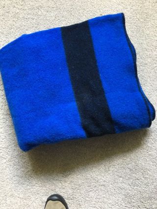 Vintage Wool Warmbilt Blanket Minnesota Woolen Co 72”x88” Blue With Black