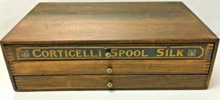 Antique 3 Drawer Corticelli Spool Silk Wood Storage Box