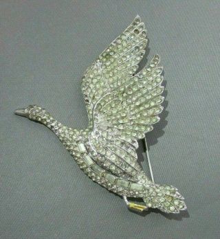 Vintage Clear Pave Rhinestone Bird in Flight Brooch Pin 1940 ' s Figural GREAT 2