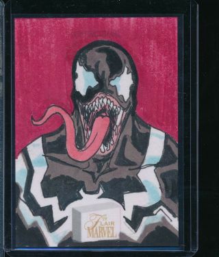 2019 Flair Marvel Artist Sketch Card Venom 1/1 No Artist Signature Rare Error