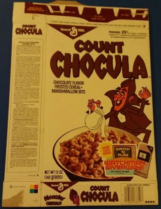 Count Chocula Pouring Milk Sony Watchman & Lucky Charms Atari Cereal Box Pair