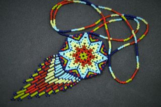 Huichol Necklace Beaded Multicolor Mexican Folk Art Mexico Hippy Culture