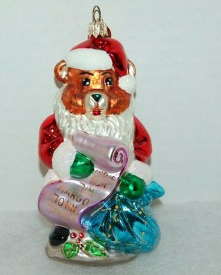 Radko Teddy Bear Christmas Christmas Ornament 00 - 212 - 0 W.  Good Boy & Girl List