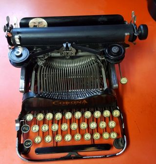 Antique 1917 Corona Fold Up Portable Typewriter W/case No.  3