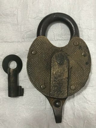 Antique Yale Heart Shaped Brass Padlock With Key Lock