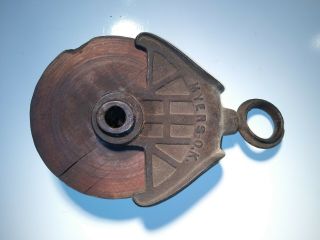 Myers Ok Block And Tackle Single Sheave Wood Cast Iron Barn Pulley H - 322 X
