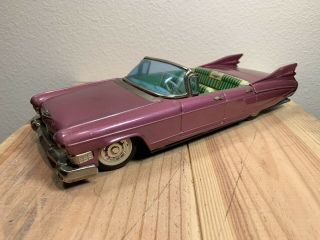 Vintage 1960’s Tin Litho Cadillac Friction Tin Toy Car Bandai Japan 11 "
