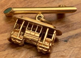 Vintage 14k Gold Dangling Trolley Street Cable Car Pin - 3.  2 Grams - Signed Ca