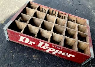 Vintage 1975 Drink Dr Pepper Wood Soda Pop Crate 24 Divider