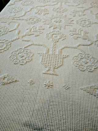 Vintage Bates White Chenille Bedspreads/floral Design/full/queen