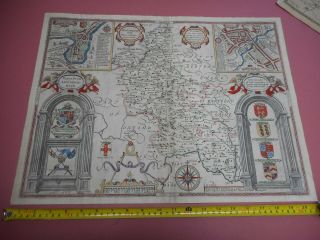 100 Large Buckinghamshire Map By John Speed C1676 Hand Coloured