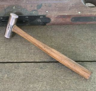 Vintage E E Co.  3 Oz.  Jeweler Gun Smith Machinist Brass Hammer & Wooden Handle