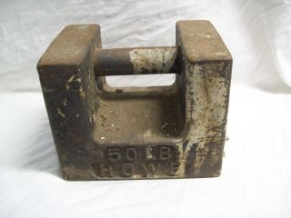 Antique Howe Cast Iron Scale Weight 50 Pounds Made In Usa