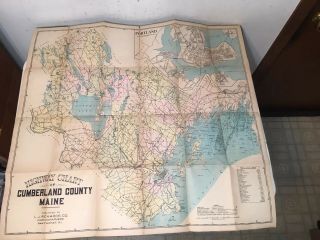 Large Antique Map Of Cumberland County Maine 1900 Portland Highways