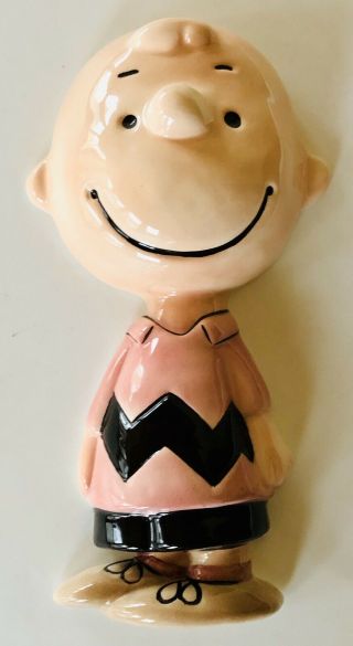 Rare Vintage Bai Dotta Peanuts Charlie Brown Ceramic Plaque Wall Hanging Htf