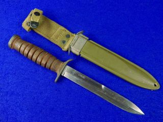 Us Ww2 Case M3 Fighting Knife W/ Scabbard Marked Blade
