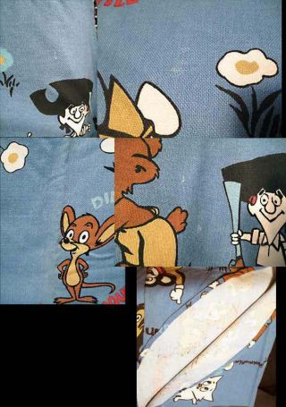 Terrytoons 60 ' s Bedspread MIghty Mouse Heckle Jeckle Hector Heathcoat Dinky Duck 2