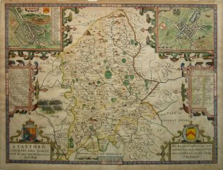 Antique Map Of Staffordshire By John Speed 1627