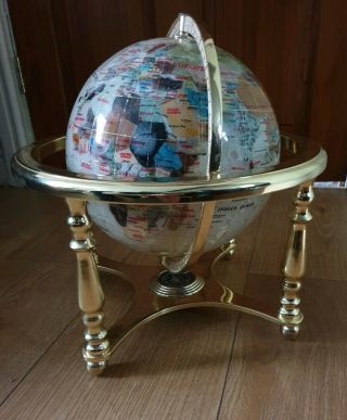 Gemstone Globe Of The World.  Semi Precious Stones Compass.  Can Deliver.