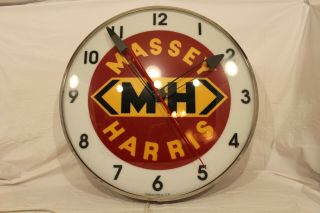 2004 15 " Massey Harris Light Up Clock,  120 Vac,  &,  Wall Clock