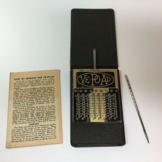 Vintage Ve - Po - Ad Calculator W Stylus & Case Reliable Typewriter Adding Machine
