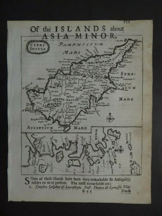 1688 Morden Atlas Map Cyprus - Cypri Insula - Greek Islands - Asia Minor