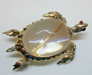 Vintage Trifari Sterling Jelly Belly Turtle Pin Brooch Signed