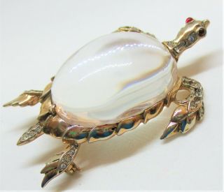 Vintage TRIFARI Sterling Jelly Belly Turtle Pin Brooch Signed 2