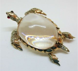 Vintage TRIFARI Sterling Jelly Belly Turtle Pin Brooch Signed 3