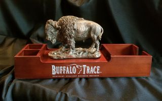 Buffalo Trace Whiskey Bronze Buffalo Statue Napkin Holder Bar Desk Caddy Display