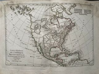 1781 North America Hand Coloured Antique Map By Rigobert Bonne 239 Years Old