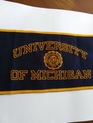 Vintage University Of Michigan Felt Wall Banner 23 " X 11 - 1/2 " Plus Helmet Pin
