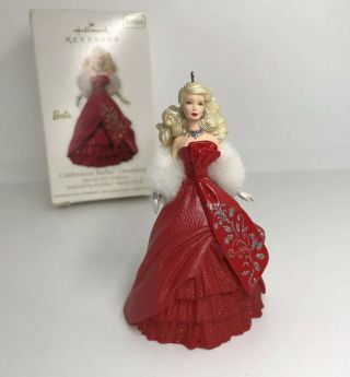 Hallmark Barbie Celebration Christmas Ornament 2012 Red Dress 4”